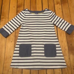 Mini Boden Girls 6-7 Blue Stripe‎ Nautical Dress